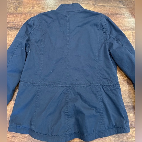 LL Bean Womens Military Style Jacket Size Large Petite LP Blue Zip Front - Picture 10 of 10